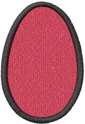 Embroidered patch featuring a red oval shape with a black border, smooth texture, minimalist style for Easter.