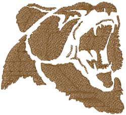 Realistic bear head with bold outlines in earthy brown tones, capturing its expressive features.