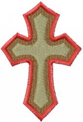 Traditional cross design with a green center and bold red outline, showcasing simple embroidery style.
