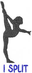 Silhouette of a dancer in a split position with bright blue 'I SPLIT' text below, minimalist design.