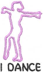 Playful dancing figure outlined in pink with a bold 'I DANCE' text below, showcasing energetic movement.