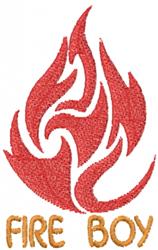 Bold flame design featuring vibrant red flames and orange 'FIRE BOY' text, ideal for kids' items.