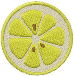 Playful lemon slice with vibrant yellow sections and brown spots, set against a cream background.