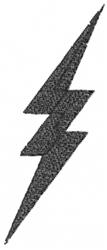Bold black lightning bolt design featuring sharp angles and a minimalist style, ideal for modern embroidery.