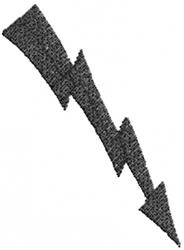 Bold lightning bolt design in dark color, featuring sharp angles and simplicity, perfect for energetic decorations.