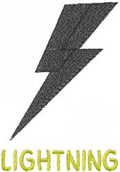 Bold black lightning bolt with dynamic angle, paired with bright yellow 'LIGHTNING' text, in a striking design.