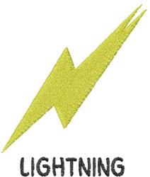 Bold lightning bolt in yellow with sharp angles, word 'LIGHTNING' in black below, suitable for sports applications.