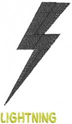Modern lightning bolt design in black with bold shape, featuring 'LIGHTNING' in vibrant yellow-green below.