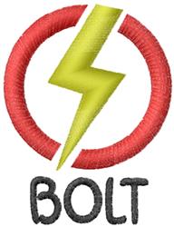 Bold lightning bolt in bright yellow, encircled by a red circle, with 'BOLT' in thick black text below.
