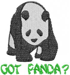 Playful panda crouching in black and white with a cute expression, paired with bright green text 'GOT PANDA?'