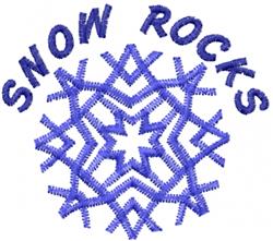 Playful blue snowflake with a textured design, featuring bold text 'SNOW ROCKS' above it, perfect for winter decor.