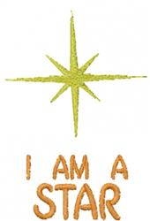 Playful text with star graphic, featuring a bright green star and bold orange ‘I AM A STAR’ caption.