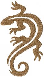 Stylized lizard with smooth, flowing lines and warm brown tones, showcasing minimalist design.