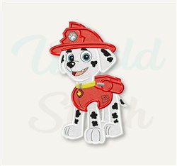 detailed puppy dog applique machine embroidery pattern - Applique Marshall for kitchen aprons