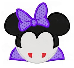 Applique mouse face with black ears and a purple bow on a white face, perfect for playful birthday celebrations.
