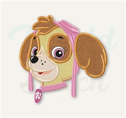 Applique Skye Head - 4x4 puppy dog applique embroidery design for cute baby onesies