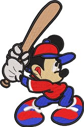 bat detailed machine embroidery - Baseball Mickey perfect for decorative pillow covers