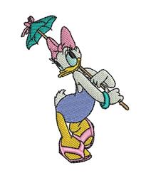 detailed summer daisy machine embroidery pattern - Beach Daisy Duck for Kids Shorts