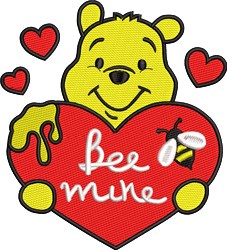 Bee Mine Bear - 4x4 bear detailed machine embroidery design for Kids Room Decor