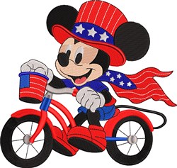 Biking Mickey - 4x4 mickey detailed embroidery design for decorative pillow covers