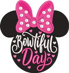 Bowtiful Day - 4x4 day detailed machine embroidery design for reusable tote bags