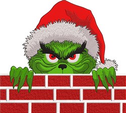 detailed christmas grinch machine embroidery pattern - Brick Wall Grinch for kitchen tea towels