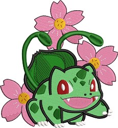 detailed bulbasaur machine embroidery pattern - Bulbasaur perfect for Baby Bibs