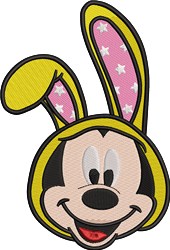 Bunny-Eared Mouse - 4x4 bunny rabbit detailed embroidery design for kitchen aprons