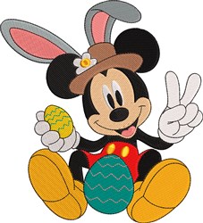 bunny rabbit detailed machine embroidery - Bunny Ears Mickey for patchwork quilt blocks