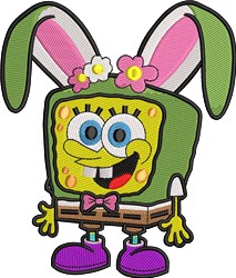 bunny rabbit detailed machine embroidery - Bunny Sponge Bob for decorative pillow covers