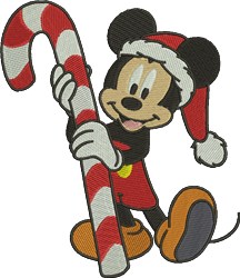 detailed christmas mickey machine embroidery pattern - Candy Cane Mickey for festive table runners
