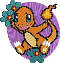 Charmander - 4x4 charmander detailed machine embroidery design for reusable tote bags