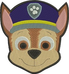 Chase Head - 4x4 puppy dog detailed machine embroidery design perfect for Backpacks