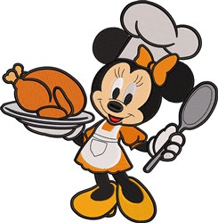 minnie detailed machine embroidery - Chef Minnie perfect for decorative pillow covers