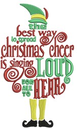 Christmas Elf - 4x4 Christmas elf detailed embroidery design for Holiday Pillows