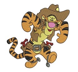 detailed tiger machine embroidery pattern - Cowboy Tigger for reusable tote bags