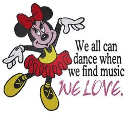 Dancing Minnie Mouse - 6x10 mouse detailed embroidery design for cute baby onesies