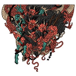 demon detailed machine digital embroidery - Demons perfect for patchwork quilt blocks