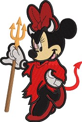 Devil Minnie - 4x4 minnie detailed machine embroidery design for Halloween Costumes