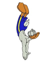 bird beginner-friendly machine embroidery - Donald Duck Diving for decorative pillow covers