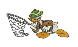 bird detailed machine embroidery - Donald Duck Hunter perfect for kitchen tea towels