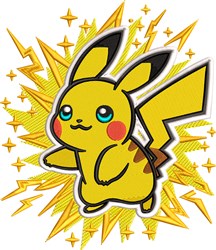 detailed pikachu machine embroidery pattern - Electric Pikachu for patchwork quilt blocks