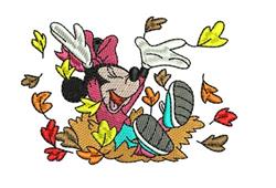 leaf detailed machine embroidery - Fall Minnie Mouse perfect for patchwork quilt blocks