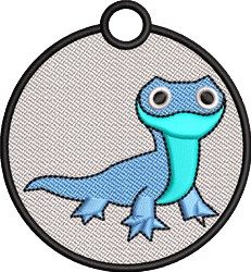 FSL blue gecko with a black outline, featuring big friendly eyes against a light background.