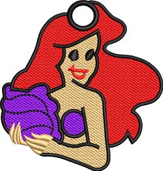 FSL Princess Ariel - 4x4 mermaid beginner-friendly embroidery design for reusable tote bags
