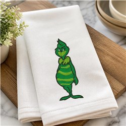 beginner-friendly grinch machine embroidery pattern - Grinch for kitchen tea towels
