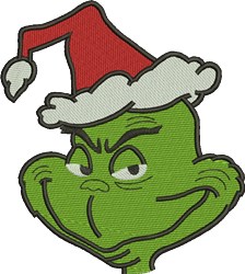 Grinch Head - 4x4 Santa Claus beginner-friendly embroidery design for decorative pillow covers