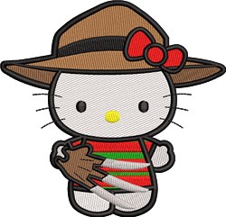 kitten detailed machine digital embroidery - Horror Kitty perfect for cute baby onesies