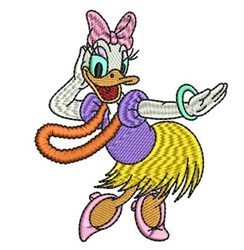 daisy detailed machine digital embroidery - Hula Daisy Duck perfect for Beach Towels