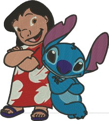 detailed stitch machine embroidery pattern - Lilo & Stitch for decorative pillow covers